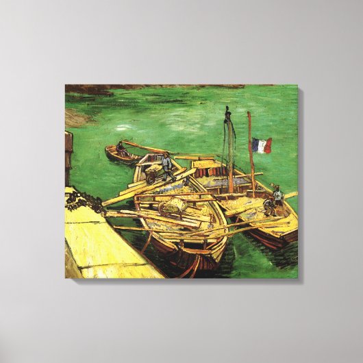 Van Gogh Quay met Mannen die zandschotten lossen Canvas Afdruk (Voorkant)