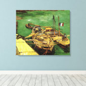 Van Gogh Quay met Mannen die zandschotten lossen Canvas Afdruk (Insitu (Houten vloer))