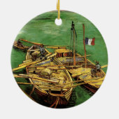 Van Gogh Quay met Mannen die zandschotten lossen Keramisch Ornament (Achterkant)