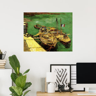 Van Gogh Quay met Mannen die zandschotten lossen Poster