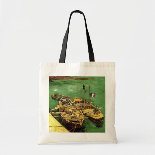 Van Gogh Quay met Mannen die zandschotten lossen Tote Bag (Voorkant)