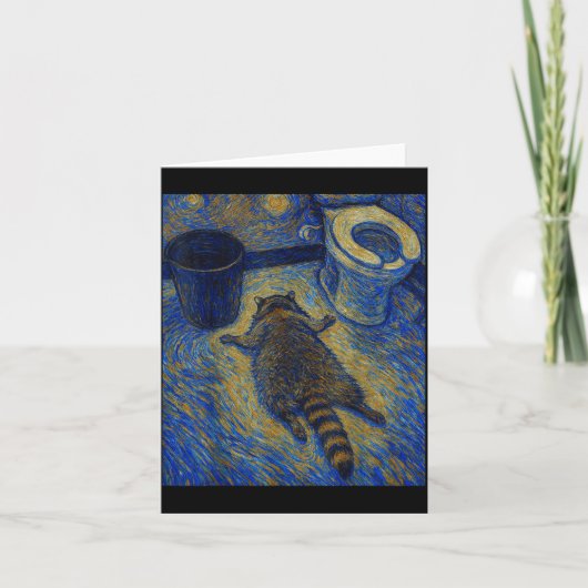 Van Gogh Raccoon Drunk Pes Out In Bathroom Meme Kaart (Voorkant)
