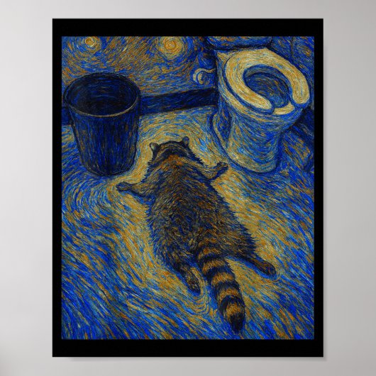 Van Gogh Raccoon Drunk Pes Out In Bathroom Meme  Poster (Voorkant)