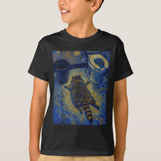 Van Gogh Raccoon Drunk Pes Out In Bathroom Meme  T-shirt (Voorkant)