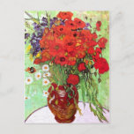 VAN GOGH RED POPPIES EN DAISES BRIEFKAART<br><div class="desc">Een van Vincent Van Gogh's nog levende schilderijen met een bloesem in een kleipot vol rode papaver,  maar een paar witte maisys en paarse wilde bloemen. Een mooi afbeelding van de lente of de zomer met mooie kunst in zijn post-impressionistische stijl.</div>