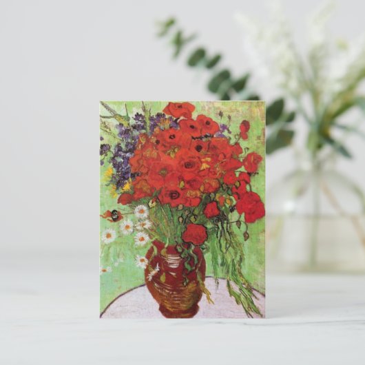 Van Gogh Red Poppies en Daisies Briefkaart (Staand voorkant)