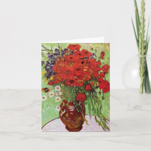Van Gogh Red Poppies en Daisies Note Card Kaart (Voorkant)
