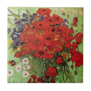 Van Gogh Red Poppies en Daisies Tile Tegeltje
