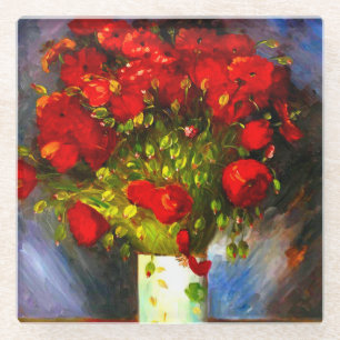 Van Gogh Red Poppies Glazen Onderzetter