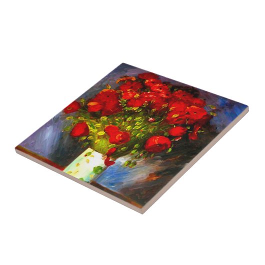 Van Gogh Red Poppies Tegeltje (Zijkant)