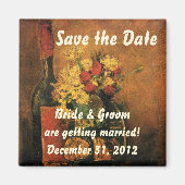 Van Gogh redt de Datum met Bloemen en Wijn! Magneet (Voorkant)