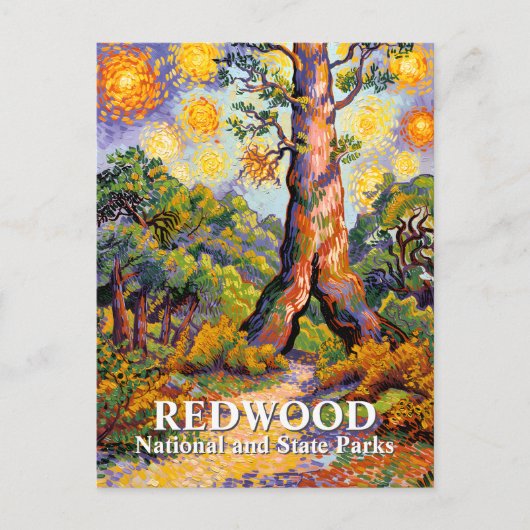 Van Gogh Redwood National Park Forest Landscape Briefkaart (Voorkant)