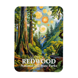 Van Gogh Redwood National Park Hiking Trail Modern Magneet