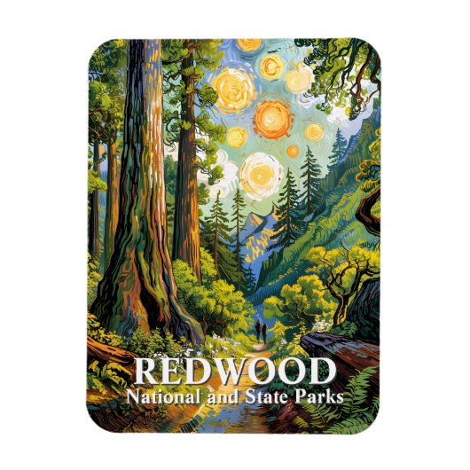 Van Gogh Redwood National Park Hiking Trail Modern Magneet (Verticaal)
