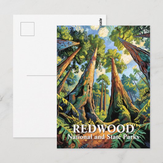 Van Gogh Redwoods Park California Poster Style Briefkaart (Voorkant / Achterkant)