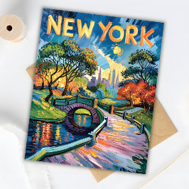 Van Gogh Retro New York Central Park Verenigde Sta Briefkaart