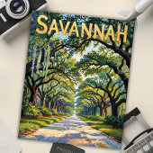 Van Gogh Retro Savannah Georgia Oak Avenue Reizen Briefkaart