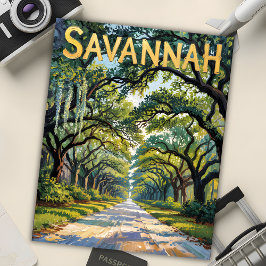 Van Gogh Retro Savannah Georgia Oak Avenue Reizen Briefkaart