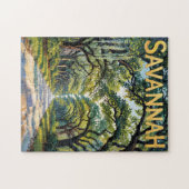 Van Gogh Retro Savannah Georgia Oak Avenue Travel Legpuzzel (Horizontaal)