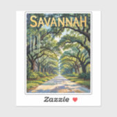 Van Gogh Retro Savannah Georgia Oak Avenue Travel Sticker (Vel)