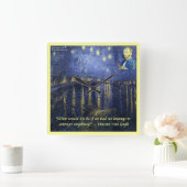 Van Gogh Rhone-Sterrennacht & Quote Wall-klok Vierkante Klok (Huis)