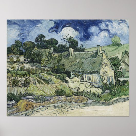 Van Gogh - Rietgedekte Huizen in Cordeville Poster (Voorkant)