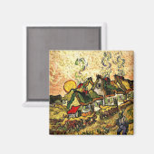 Van Gogh: Rietgedekte huizen in het zonlicht werp  Magneet (Voorkant / Achterkant)