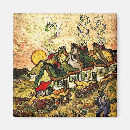 Van Gogh: Rietgedekte huizen in het zonlicht werp  Magneet (Voorkant)