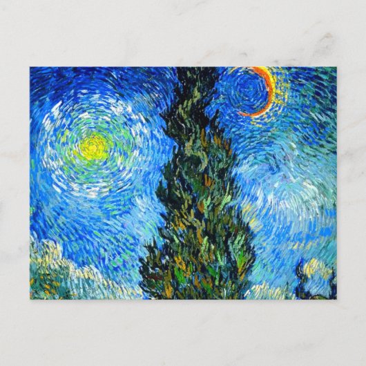 Van Gogh Road met Cypress en Star Briefkaart (Voorkant)