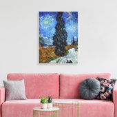 Van Gogh  Road met Cypress en Star Canvas Afdruk (Insitu (Woonkamer))