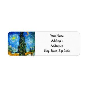 Van Gogh Road met Cypress en Star Etiket