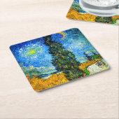 Van Gogh Road met Cypress en Star Kartonnen Onderzetters (Schuin)