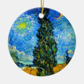 Van Gogh Road met Cypress en Star Keramisch Ornament (Voorkant)