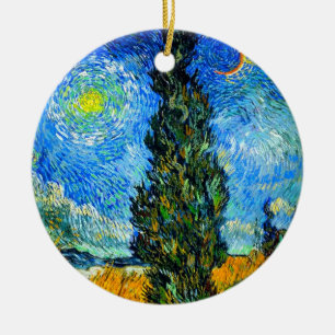 Van Gogh Road met Cypress en Star Keramisch Ornament