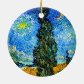 Van Gogh Road met Cypress en Star Keramisch Ornament (Achterkant)