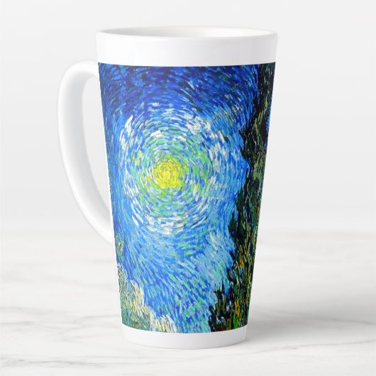 Van Gogh Road met Cypress en Star Latte Mok (Linkerhoek)