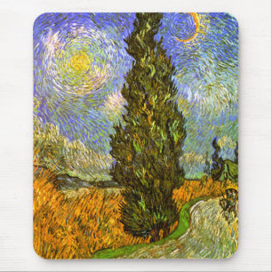 Van Gogh: Road met Cypress en Star Muismat