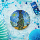 Van Gogh Road met Cypress en Star Papieren Bordje (Feest)