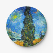 Van Gogh Road met Cypress en Star Papieren Bordje (Voorkant)
