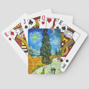 Van Gogh Road met Cypress en Star Pokerkaarten