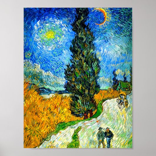 Van Gogh Road met Cypress en Star Poster (Voorkant)