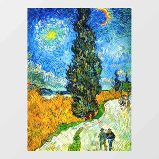 Van Gogh Road met Cypress en Star Raamsticker (Vel)