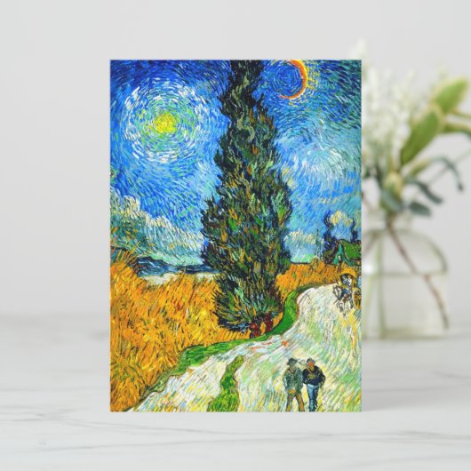 Van Gogh Road met Cypress en Star Save The Date (Staand voorkant)