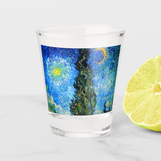 Van Gogh Road met Cypress en Star Shot Glas (Voorkant)