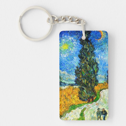 Van Gogh Road met Cypress en Star Sleutelhanger (Voorkant)