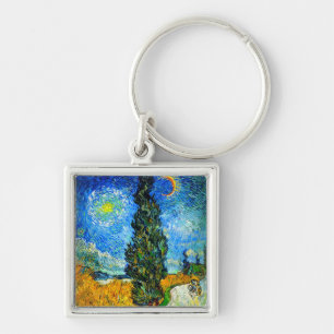 Van Gogh Road met Cypress en Star Sleutelhanger