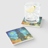 Van Gogh Road met Cypress en Star Stenen Onderzetter (Zijkant)