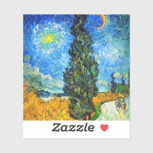 Van Gogh Road met Cypress en Star Sticker (Vel)