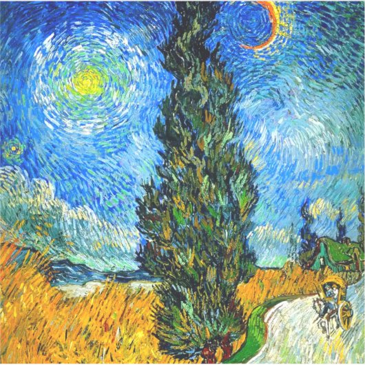 Van Gogh Road met Cypress en Star Sticker (Voorkant)