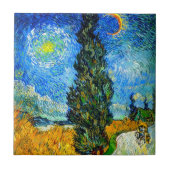 Van Gogh Road met Cypress en Star Tegeltje (Voorkant)